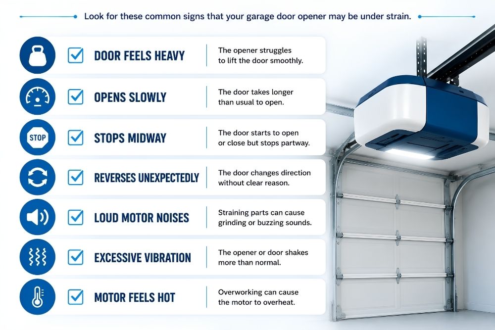 Signs of garage door opener strain infographic